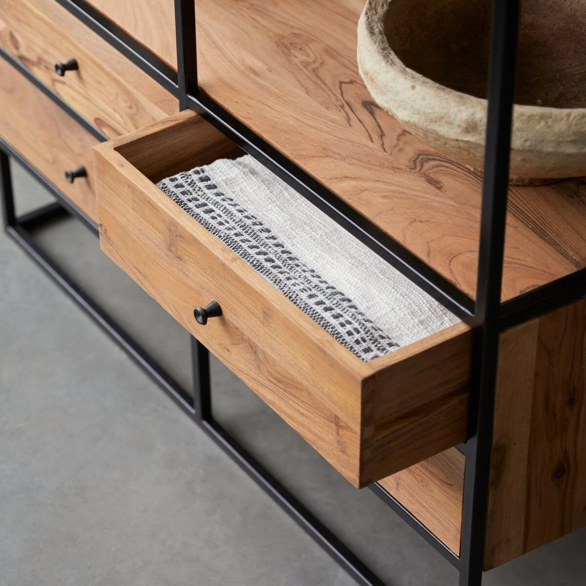 Agra - Bibliothèque En Acacia Massif Et Métal – Image 2