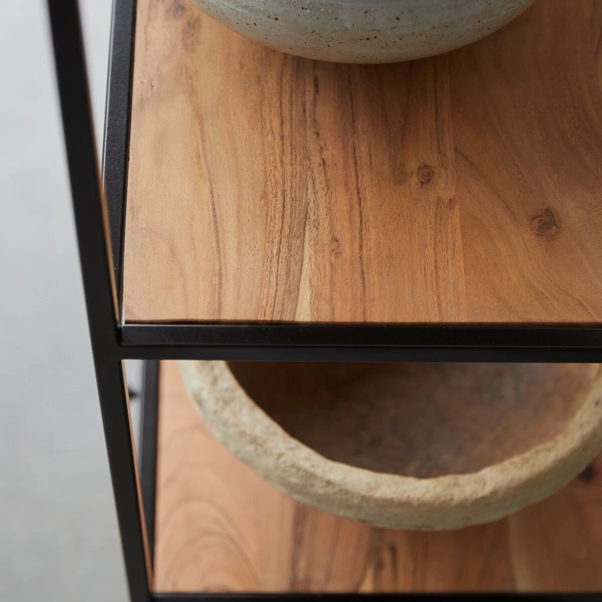 Agra - Bibliothèque En Acacia Massif Et Métal – Image 3