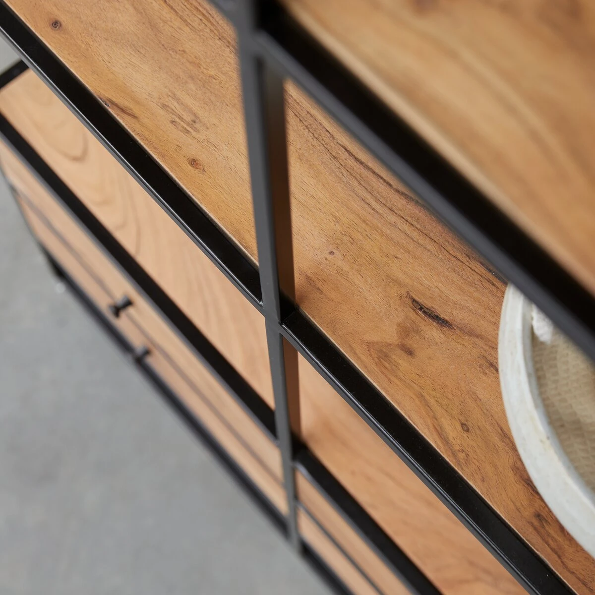 Agra - Bibliothèque En Acacia Massif Et Métal – Image 6