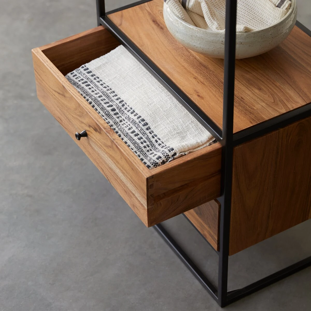 Agra - Colonne En Acacia Massif Et Métal – Image 2