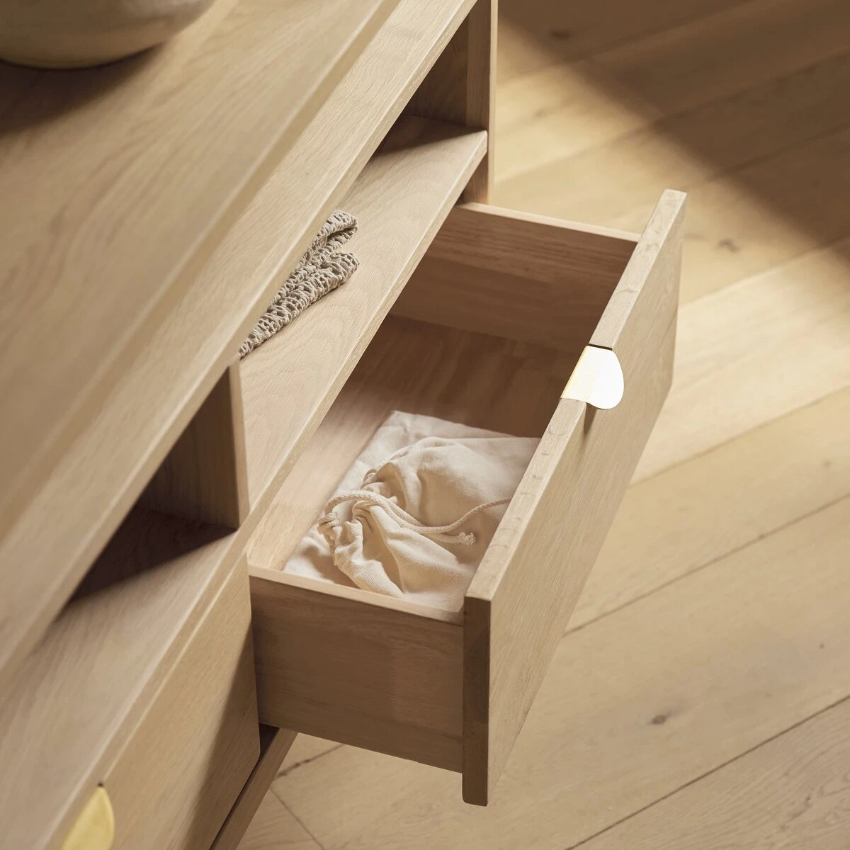 Pola - Console 2 Tiroirs En ChĂȘne Massif â Image 6