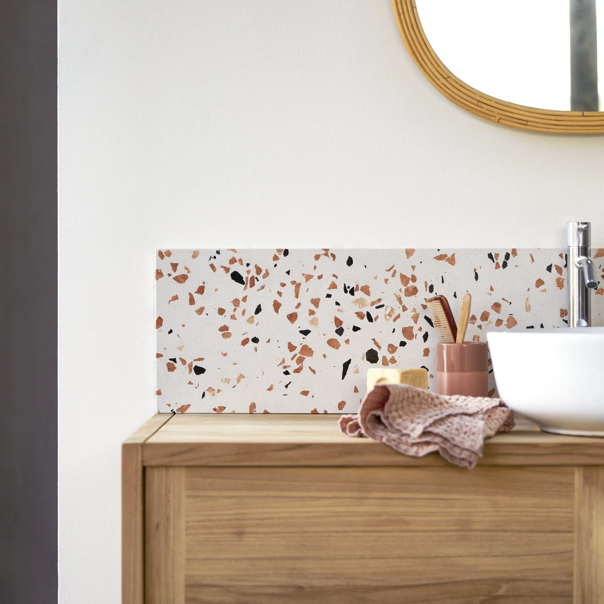 Ava - Crédence En Terrazzo Premium Brown 100 Cm