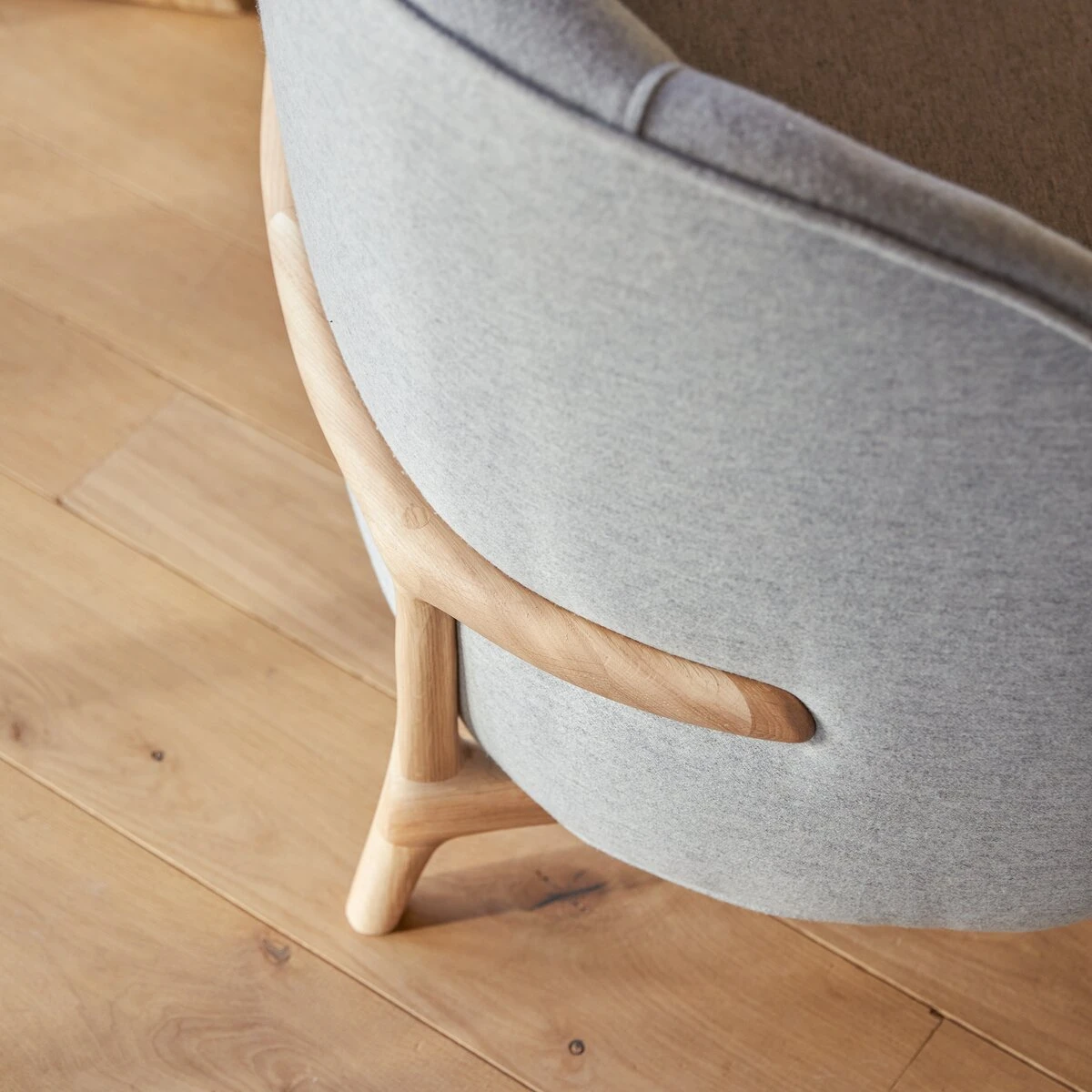 Hoya - Fauteuil En ChĂȘne Massif Et Tissu Gris â Image 5