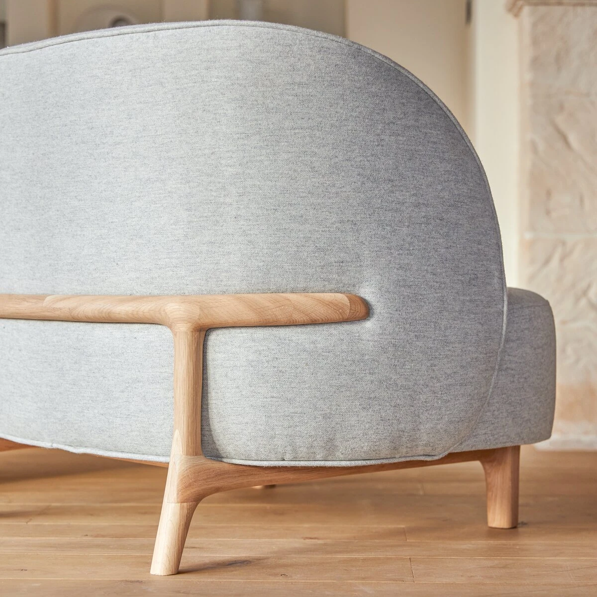 Hoya - Fauteuil En ChĂȘne Massif Et Tissu Gris â Image 6