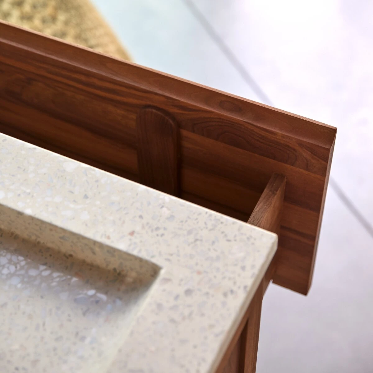 Edgar - Meuble Salle De Bain En Noyer Massif Et Terrazzo Premium Moon 80 Cm – Image 7