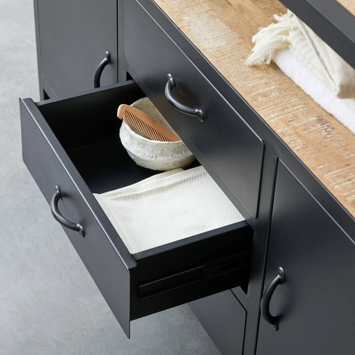 Industriel - Meuble Sous Vasque En Manguier Massif Et Métal 140 Cm – Image 3