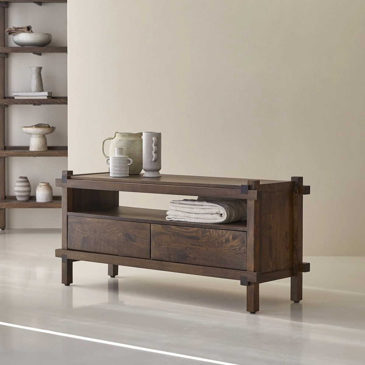 Arko - Meuble TV 2 Tiroirs En Manguier Massif 120 Cm – Image 2