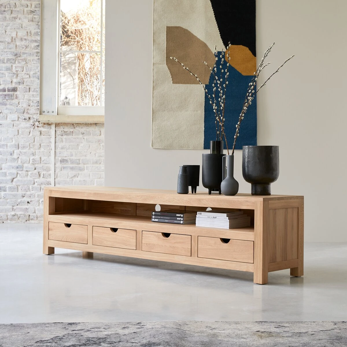 Oliver - Meuble TV En Chêne Massif 200 Cm – Image 3
