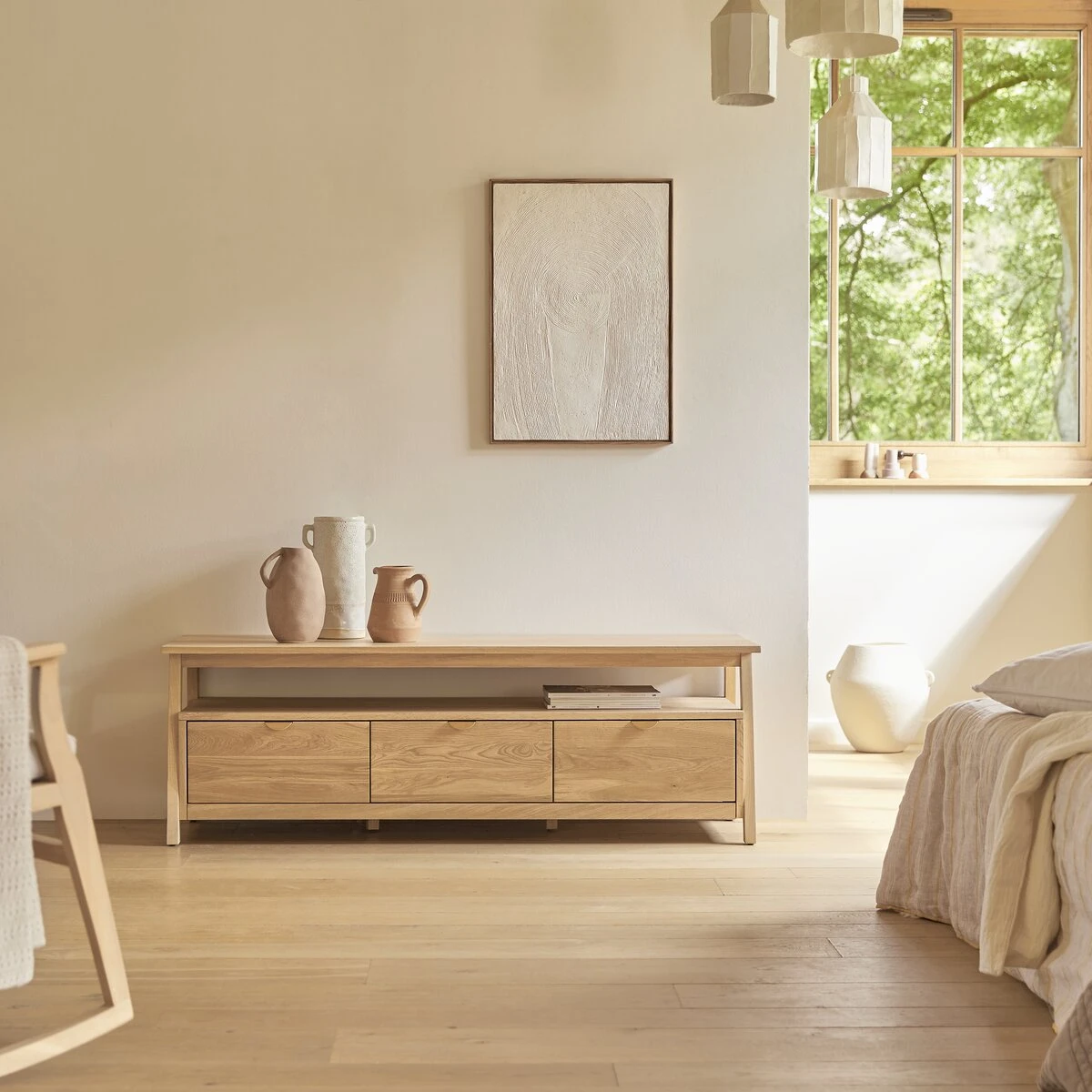 Pola - Meuble TV En ChĂȘne Massif 150 Cm