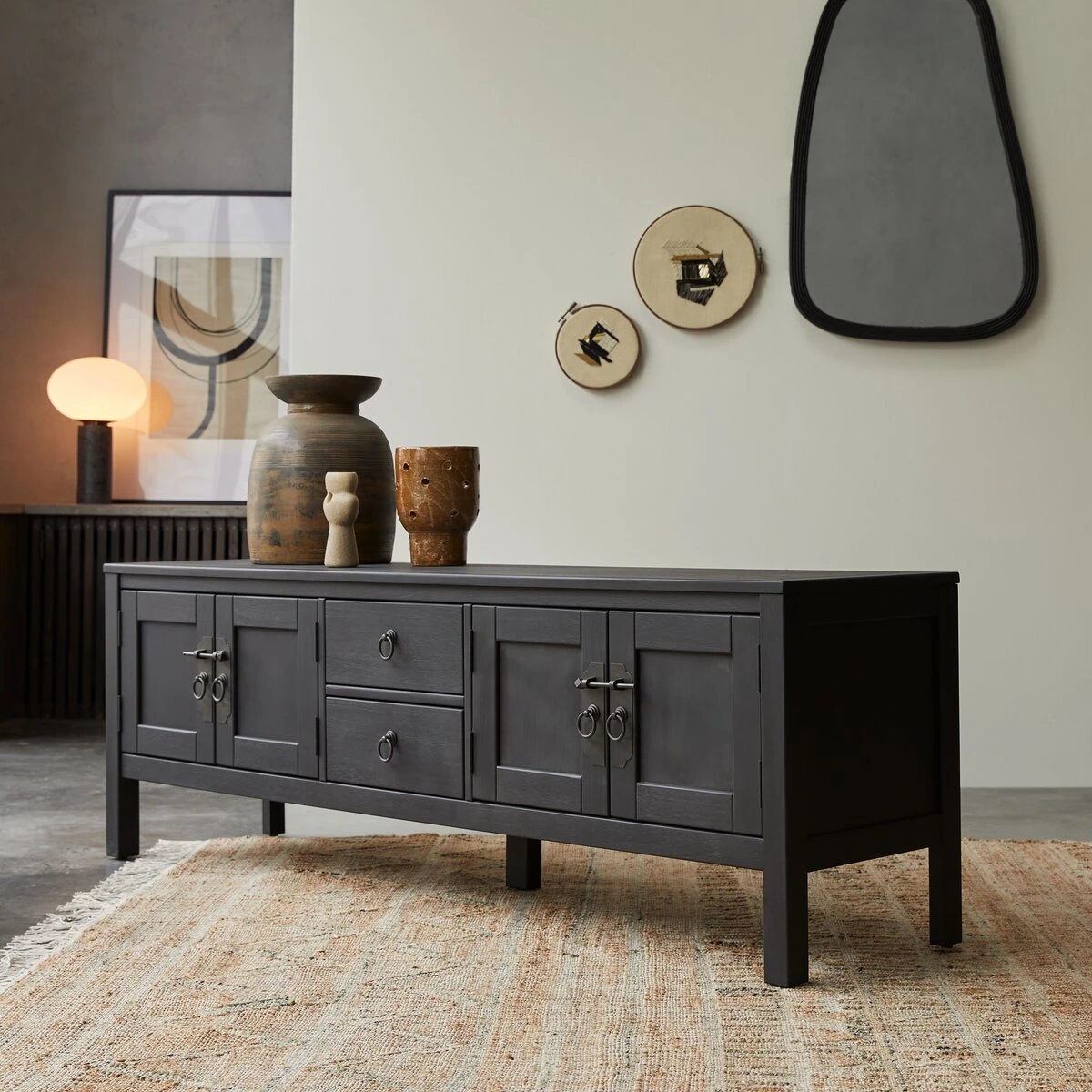 Thaki Black - Meuble TV En Pin Massif 170 Cm – Image 4