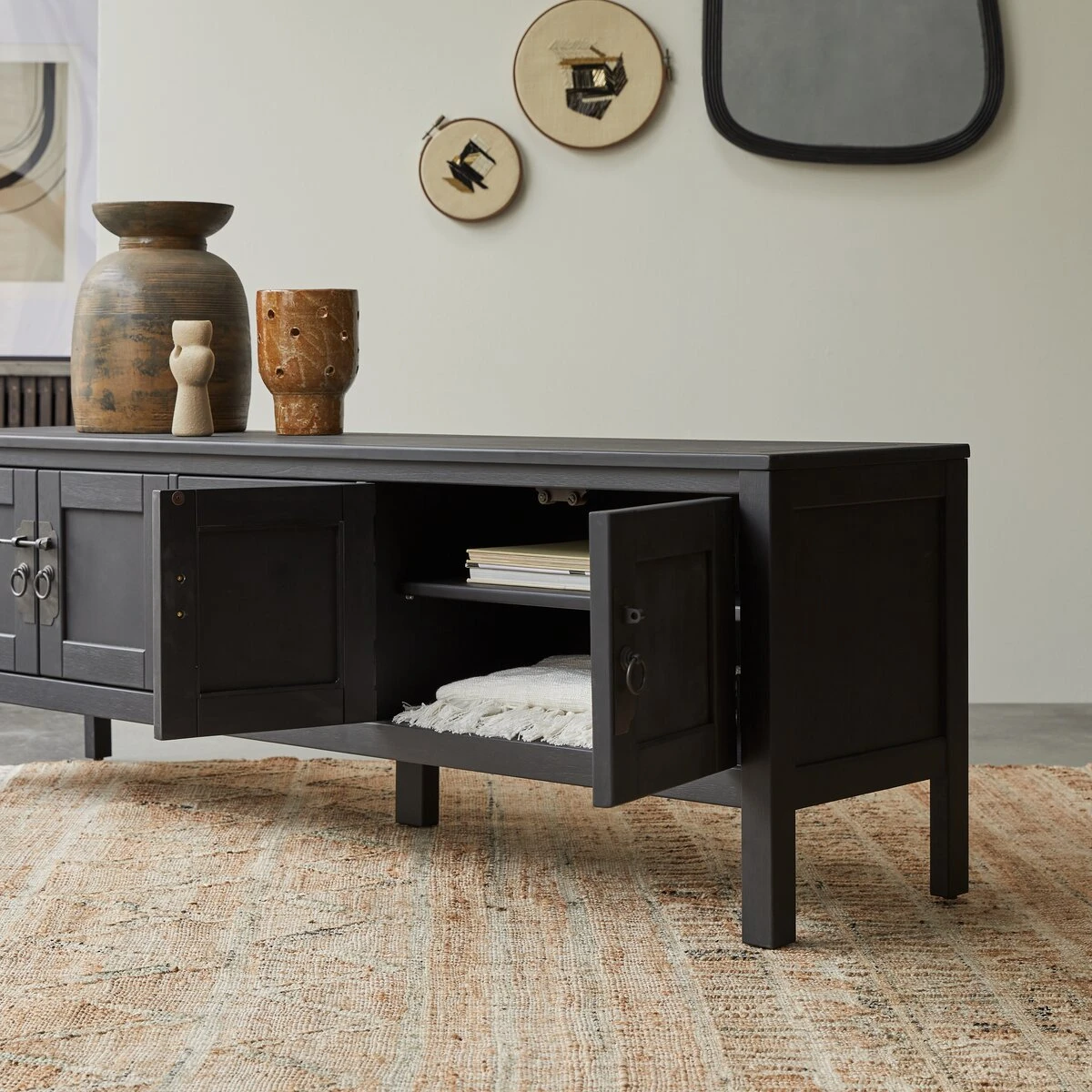 Thaki Black - Meuble TV En Pin Massif 170 Cm – Image 7