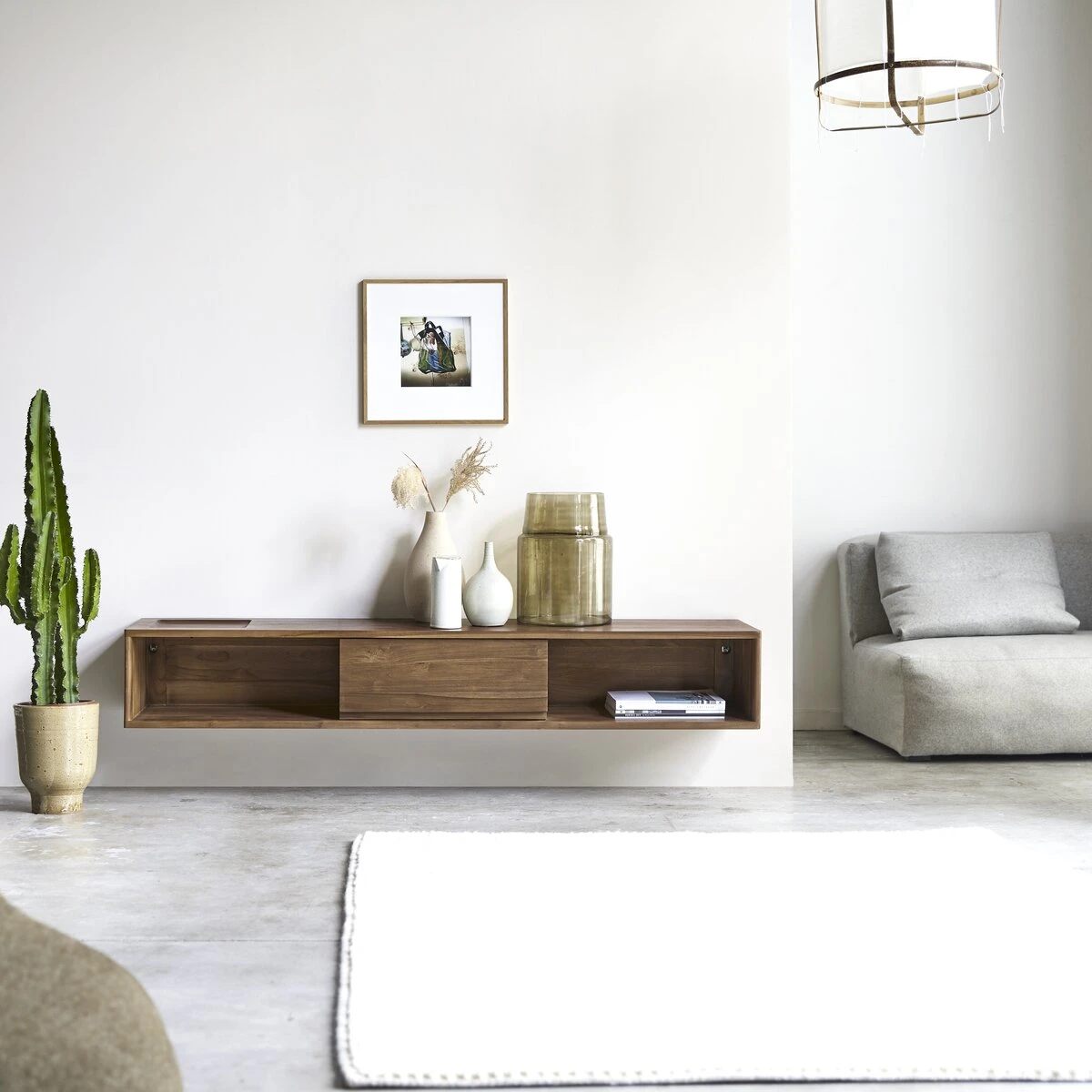 Circa - Meuble TV En Teck Massif 1 Tiroir 160 Cm